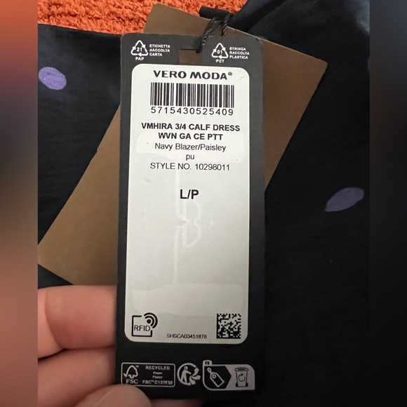 Vero Moda Navy/ purple dress - Picture 5 of 7